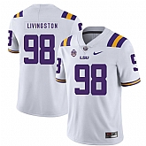 LSU Tigers 98 Dominic Livingston White Nike College Football Jersey Dzhi,baseball caps,new era cap wholesale,wholesale hats